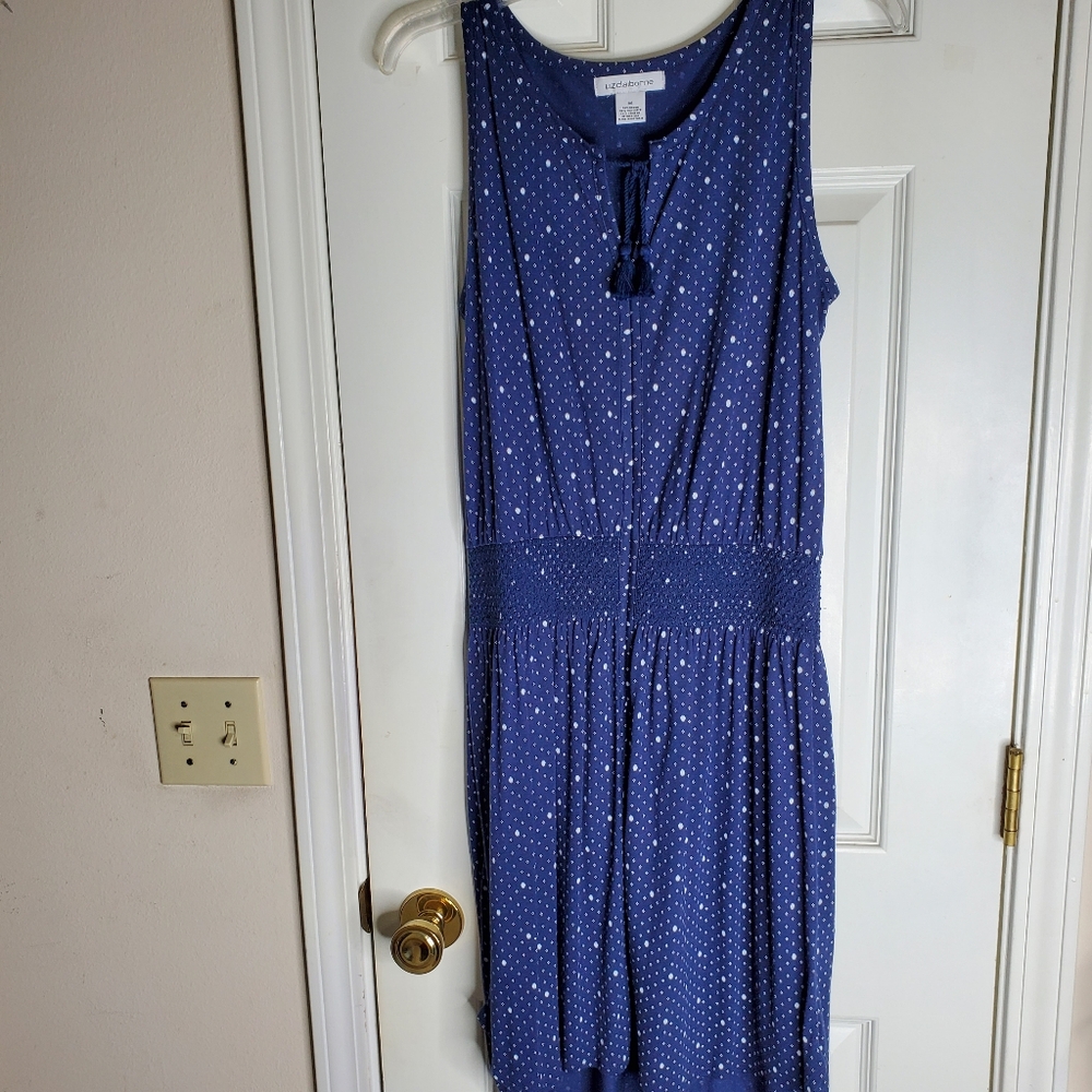 Blue and White Diamond Shape Sleeveless Dress By Liz Claiborne